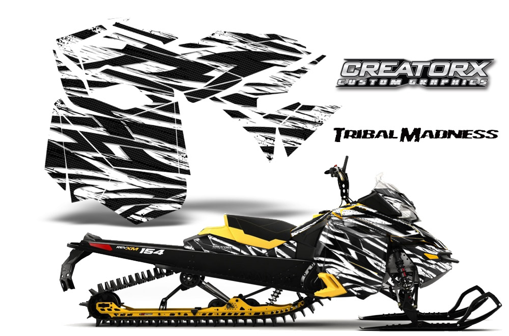 Skidoo Rev XM Graphics Kit Tribal Madness White YB